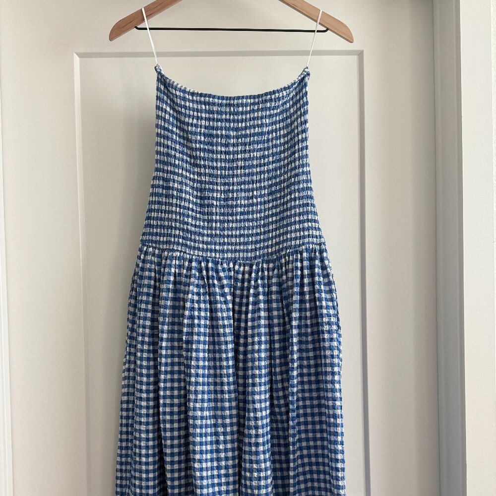Anthropologie/Maeve Strapless Smocked Midi Dress (medium)